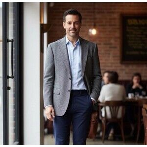 CHIAVARI Fintes Lanifico In Biella Men Blazer 44R Herringbone Tweed Italy 🇮🇹